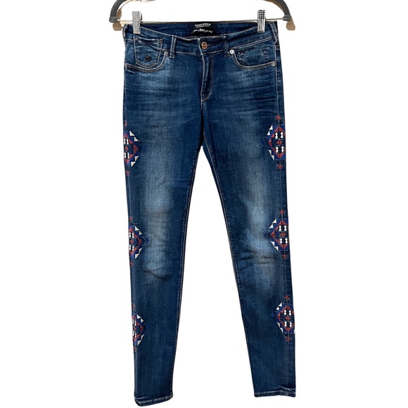 Maison Scotch Amsterdams Blauw La Parisienne Navajo Embroidered Jeans (27/32) - Picture 3 of 13